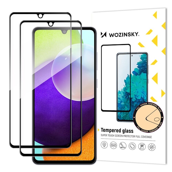 Wozinsky-sett, 2x superslitesterkt herdet glass med hellim, fullskjerm- og rammeveske vennlig Samsung Galaxy A33 5G svart