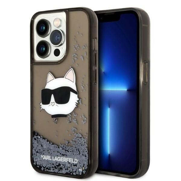 Karl Lagerfeld KLHCP14LLNCHCK iPhone 14 Pro 6.1 svart/svart hardt deksel Glitter Choupette Head