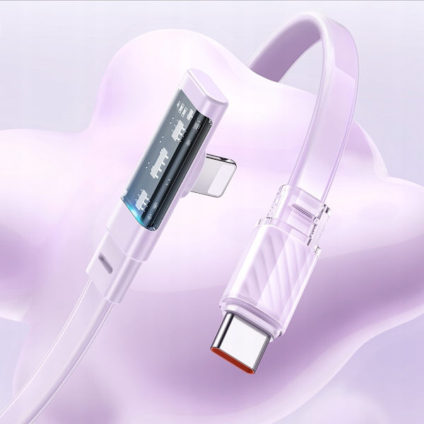 MCDODO ANGLE USB-C LIGHTNING FLAT KABEL 36W IPHONE 13 14 LILLA 2M