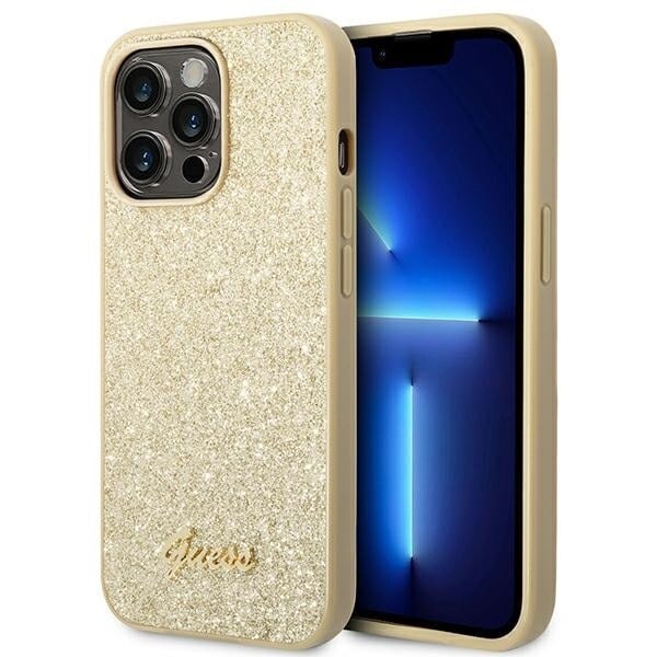 Guess GUHCP14LHGGSHD iPhone 14 Pro 6.1 gull/gull hardt deksel Glitter Script