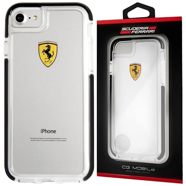 FERRARI STØDSIKKERT ETUI TIL IPHONE 7 / 8 / SE 2020 / SE 2022 - GENNEMSIGTIG OG SORT