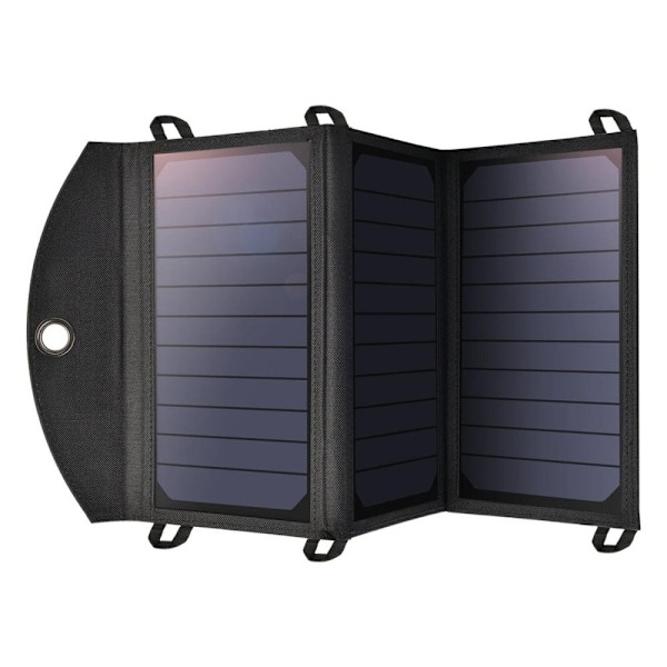 Choetech sammenleggbar solenergi solcellelader 19W 2x USB 2.4A svart (SC001)
