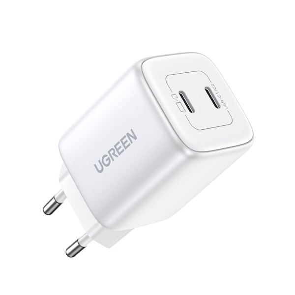 GaN hurtiglader 2 x USB-C 45W QC PD Ugreen CD294 - hvit
