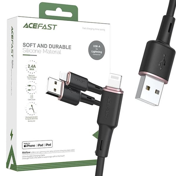 Acefast MFI-kabel USB Type C - Lightning 1,2m, 30W, 3A svart (C2-01 svart)