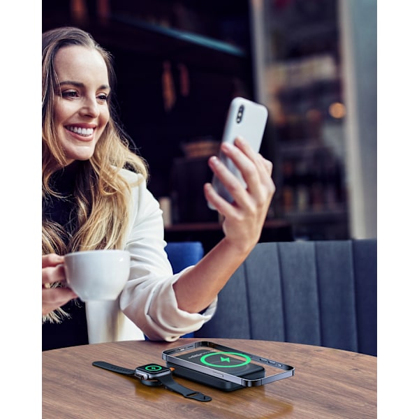 INNOSTYLE POWERDUO 2IN1 SNABB INDUKTION POWERBANK FÖR MAGSAFE KLOCKA 10000MAH SVART