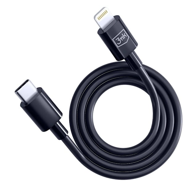 3mk Hyperkabel USB-C / Lightning 20W 1,2m - svart