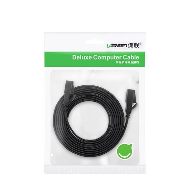 UGRØNT FLADT KABEL ETHERNET PATCHKABEL RJ45 CAT 7 STP LAN 10 GBPS 10 M SORT (NW106 11265)