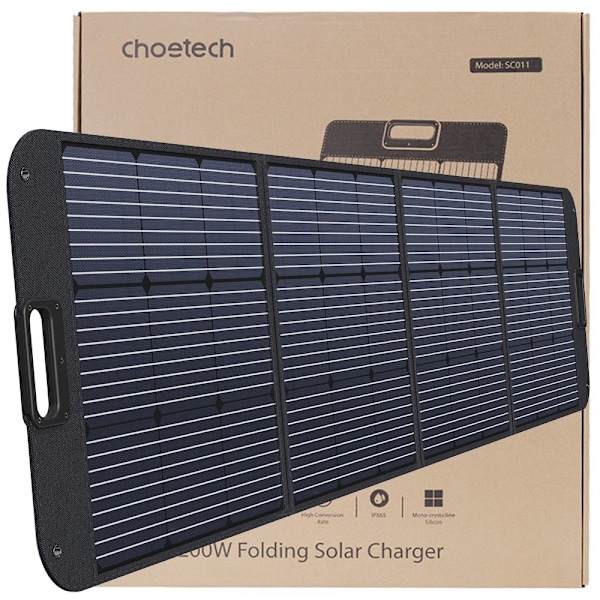 CHOETECH SOLARLADER 200W BÆRBAR SOLPANEEL REJSE SORT