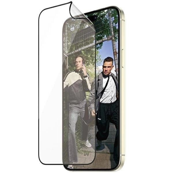 PanzerGlass Matrix Ultra-Wide-Fit hybridglass for iPhone 15 Plus med holder