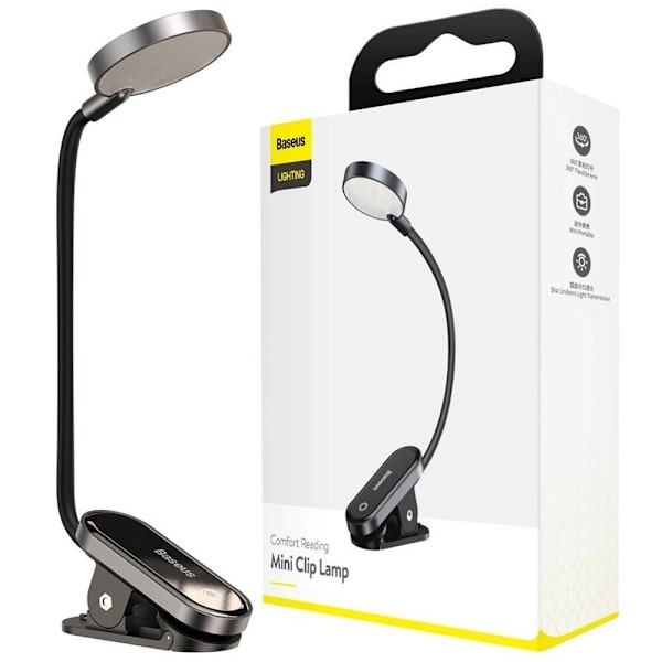 Baseus minilampe LED-lampe med klips grå (DGRAD-0G) Grå