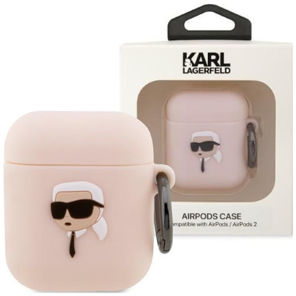 Karl Lagerfeld KLA2RUNIKP veske for AirPods 1/2 - rosa silikon Karl Head 3D