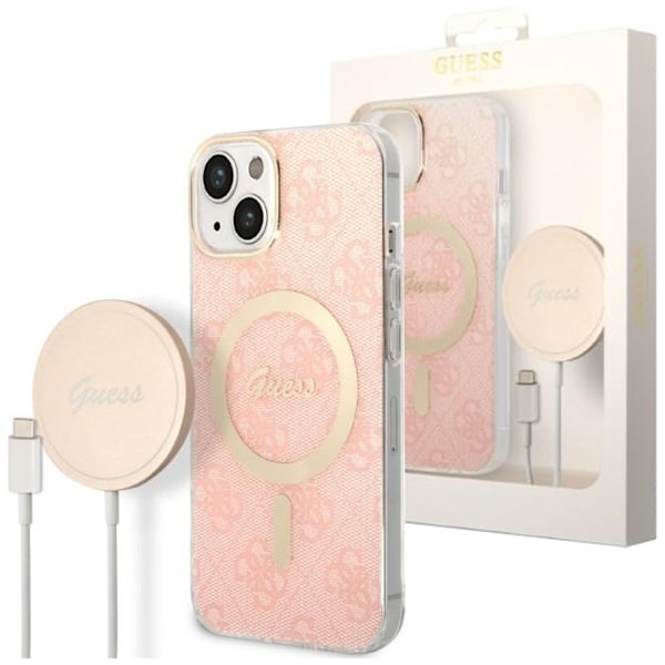 Guess sett MagSafe lader + etui for iPhone 14 Plus 6.7 rosa 4G Print (GUBPP14MH4EACSP)