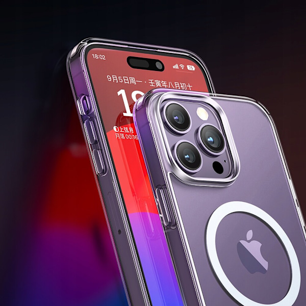 MCDODO MAGNETIC CLEAR FODRAL FÖRSTÄRKAT FOR MAGSAFE IPHONE 15 PLUS LILLA