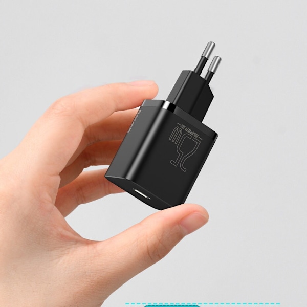 Baseus Super Si 1C hurtiglader USB Type C 25W Power Delivery Quick Charge svart (CCSP020101)