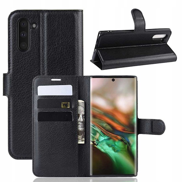 Litchi-Fodral För Samsung Galaxy Note 10 Svart Tpu