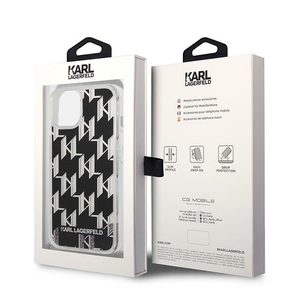 KARL LAGERFELD LIQUID GLITTER MONOGRAM COVER TIL IPHONE 14 PLUS - SORT