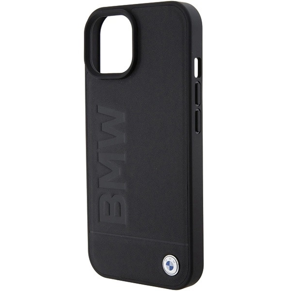 BMW MAGSAFE LÆDER HOT STAMP ETUI TIL IPHONE 15 PLUS - SORT