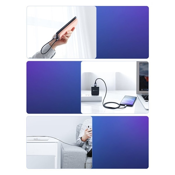 Ugrønn kabel USB - USB Type C Quick Charge 3.0 3A 1m grå (60126)