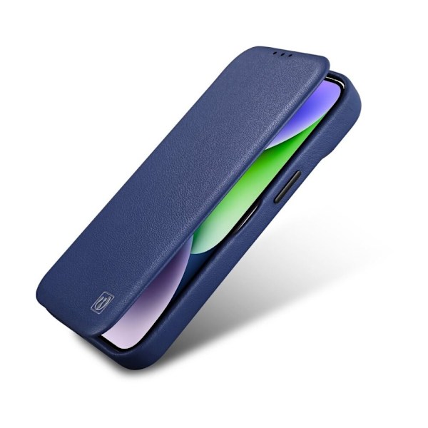 ICARER CASE LÆDERCASE MED MAGSAFE TIL IPHONE 14 PRO BLUE
