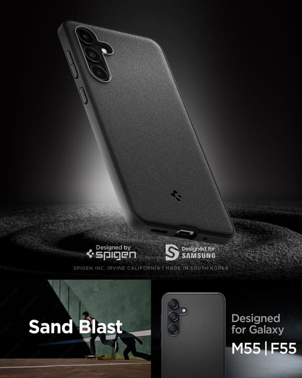 SPIGEN ESSENTIAL SANDBLAST GALAXY M55 5G MATT SVART