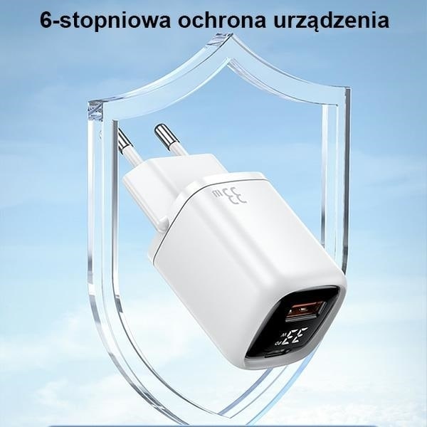 USAMS Lad. nätverk. 1xUSB-C+1xUSB T46 33W (endast huvud) PD3.0 +QC3.0 Snabbladdning vit/vit CC152TC02 (US-CC152)