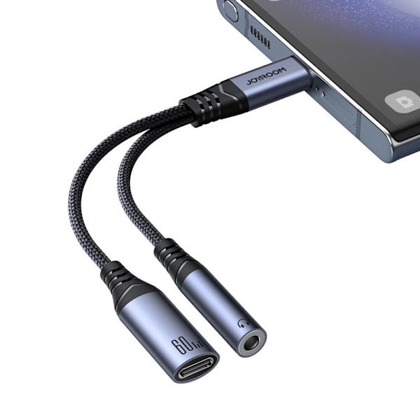 Joyroom SY-C02 2-i-1 DAC-adapter USB-C til USB-C / 3,5 mm minijack - svart