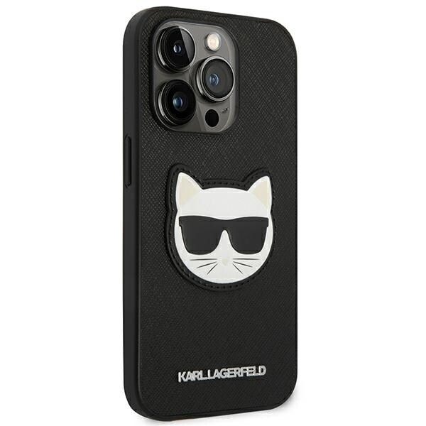 KARL LAGERFELD SAFFIANO CHOUPETTE HEAD PATCH COVER TIL IPHONE 14 PRO - SORT