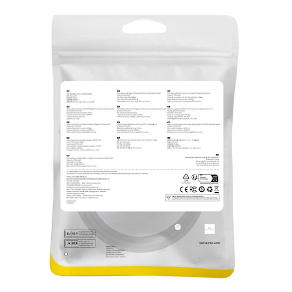 Baseus rask RJ45 nettverkskabel. 8 40Gbps 1m flettet svart