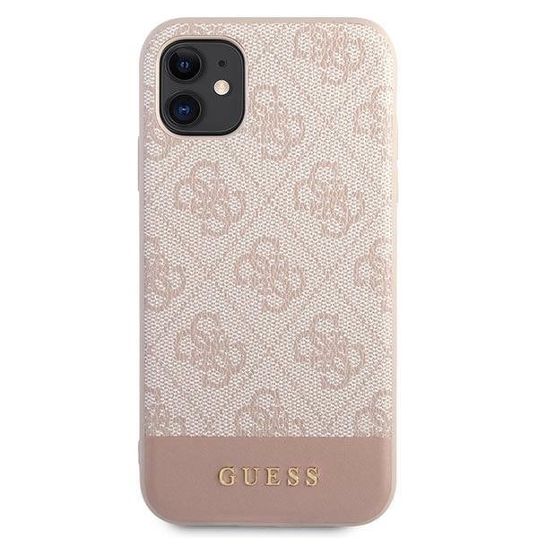 Guess GUHCN61G4GLPI iPhone 11 / Xr 6.1" rosa/rosa hårt fodral 4G Stripe Collection