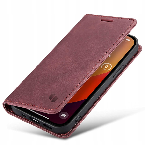Spacecase Pålbocksväska För Iphone 15 Pro Max Rött Läderfodral