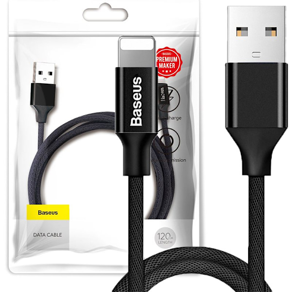 Baseus Yiven stoffflettekabel USB / Lightning 1,2M svart (CALYW-01)