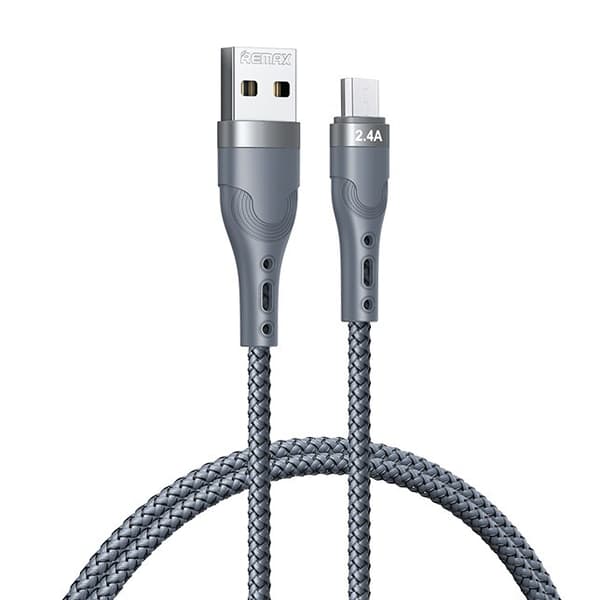 Remax USB - mikro USB-kabel for lading og dataoverføring 2,4A 1m sølv (RC-C006)