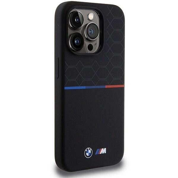 BMW M SILICONE PATTERN MAGSAFE ETUI TIL IPHONE 15 PRO - SORT
