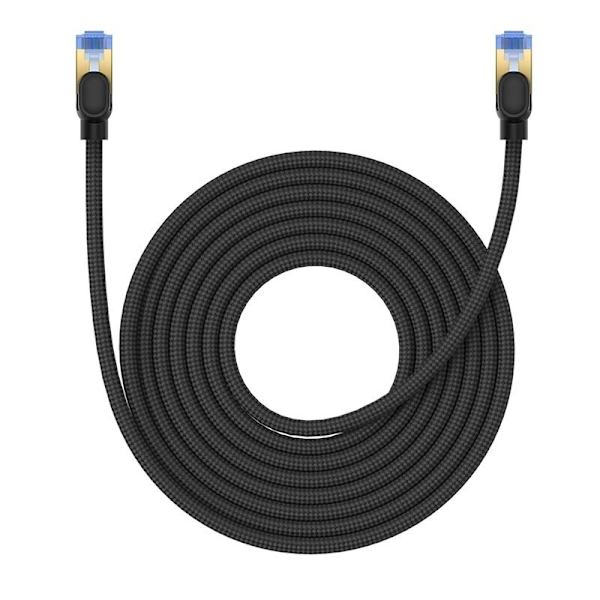 Baseus rask internettkabel RJ45 kat.7 10Gbps 8m flettet svart