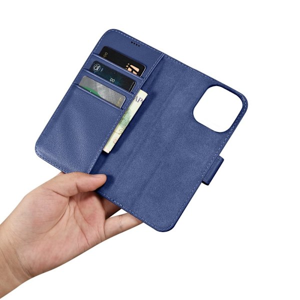 iCarer Wallet Case 2-i-1 iPhone 14 Pro Max flip-etui i skinn, RFID-blokkerende blå (WMI14220728-BU)