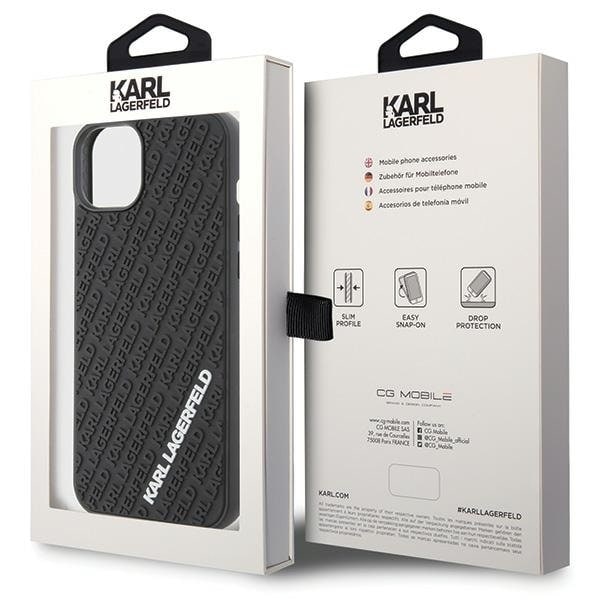 Karl Lagerfeld 3D Rubber Multi Logo Deksel til iPhone 15 Plus - Svart