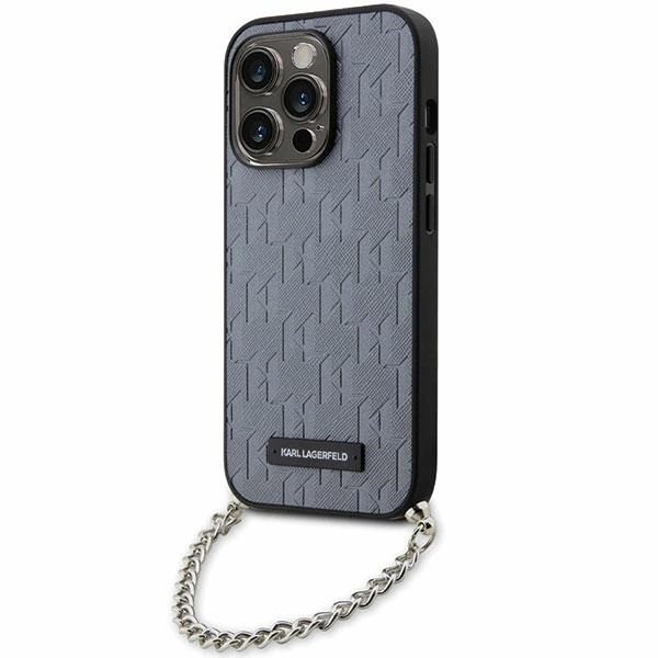 KARL LAGERFELD SAFFIANO MONOGRAM CHAIN ETUI TIL IPHONE 14 PRO - SØLV