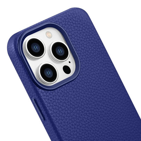 iCarer Litchi Premium Leather Case magnetisk lærveske for iPhone 14 Pro og MagSafe mørkeblå (WMI14220710-DB)