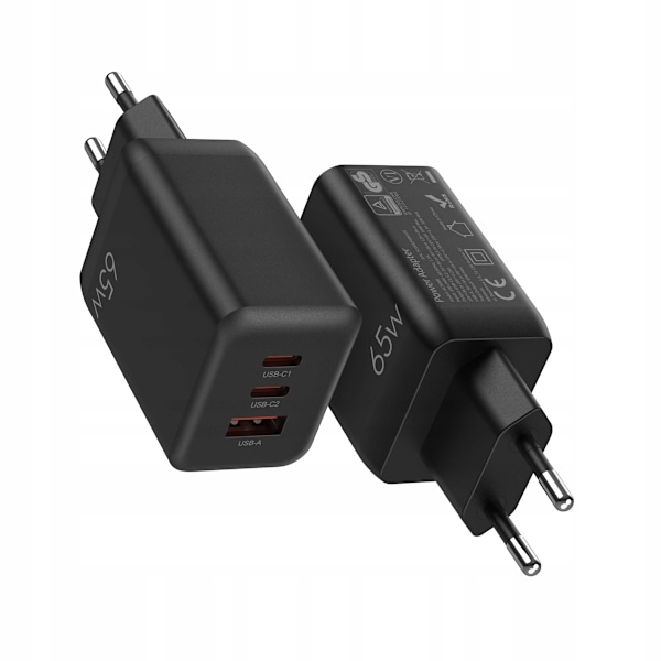 Rymdfall Usb C Laddare 65W Gaan För Telefon, Bärbar, Svart