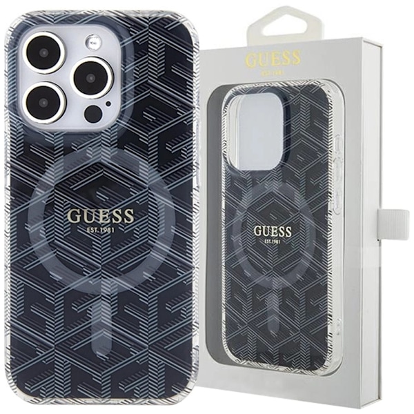 Guess IML GCube MagSafe-deksel til iPhone 15 Pro - svart