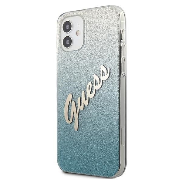 Guess GUHCP12SPCUGLSBL iPhone 12 mini 5.4 blå/blå hardt deksel Glitter Gradient Script