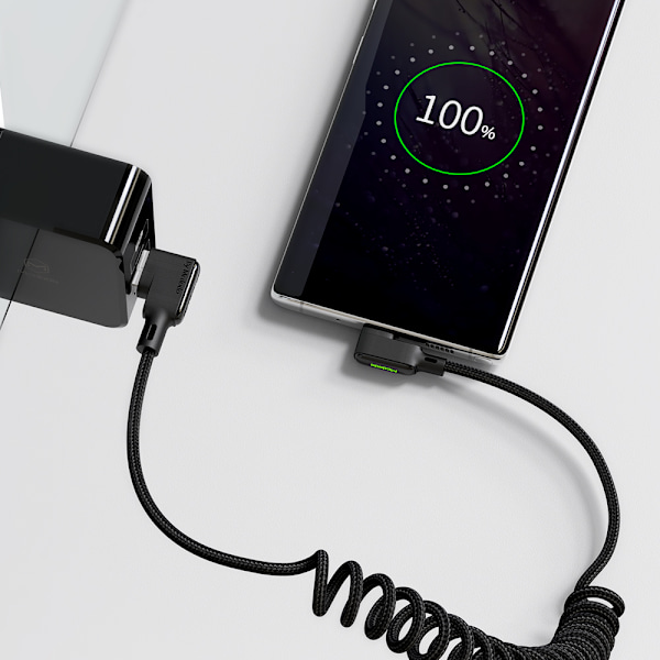 MCDODO VINKLAD USB LIGHTNING SPIRAL FJÄDERKABEL FÖR IPHONE 14 LED 2M