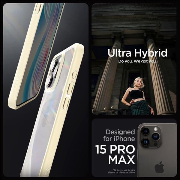 Spigen Crystal Hybrid, sandbeige - iPhone 15 Pro Max