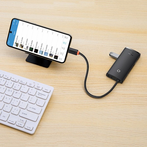 Baseus Lite Series Multifunksjon USB Type C Hub - 2 x USB 3.0 / USB Type C / HDMI 1.4 / SD/TF Svart (WKQX050001)