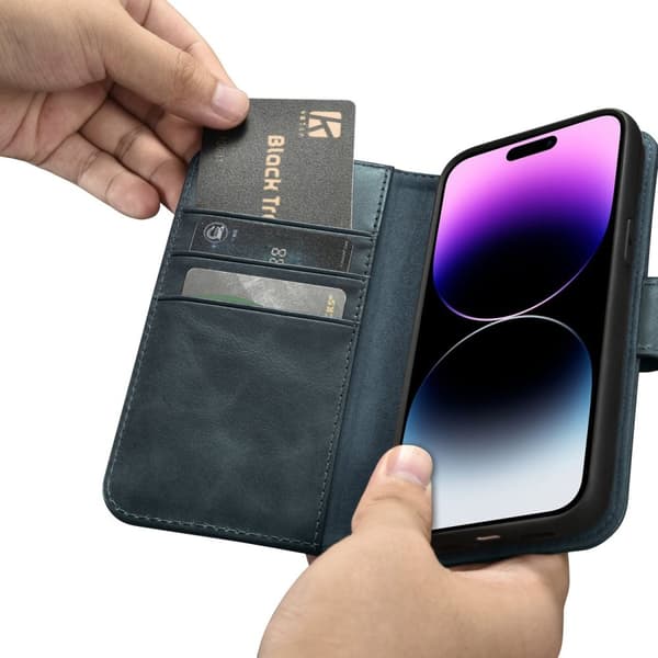 ICARER CASE CASE LÆDERCOVER TIL IPHONE 14 PRO BLUE