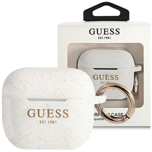 Guess GUAPSGGEH AirPods Pro-deksel hvit/hvit silikonglitter