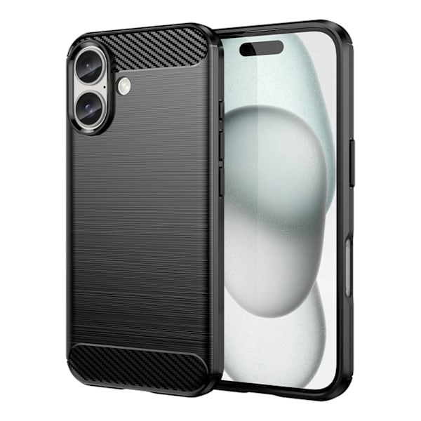 CARBON CASE SILIKONE ETUI TIL IPHONE 16 - SORT