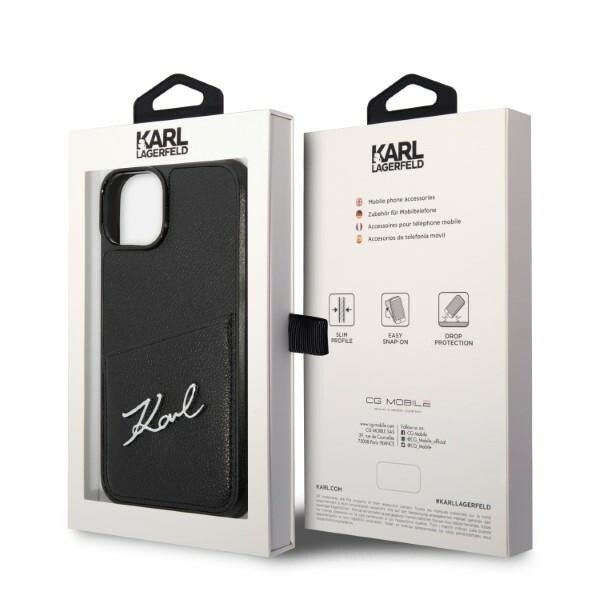KARL LAGERFELD SIGNATURE LOGO CARDSLOT ETUI TIL IPHONE 14 PLUS - SORT