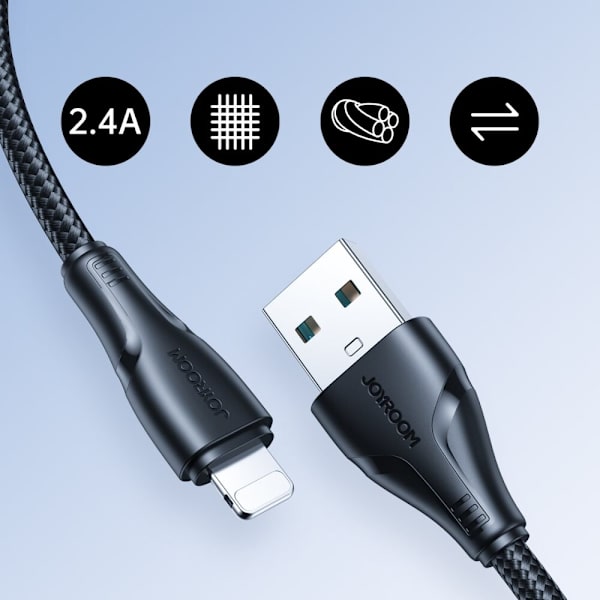 Joyroom USB-kabel - Lightning 2,4A Surpass Series 1,2 m svart (S-UL012A11)