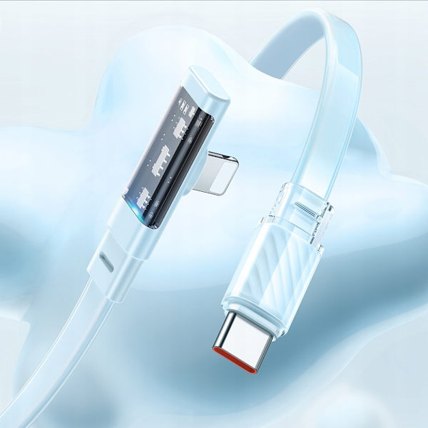 MCDODO ANGLE USB-C LIGHTNING FLAT KABEL 36W IPHONE 13 14 BLÅ 1M